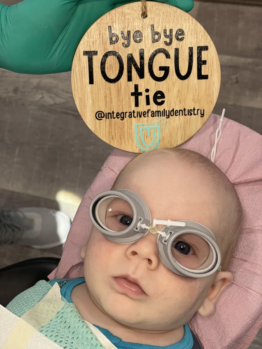 Happy infant after a tongue tie release at Integrative Family Dentistry